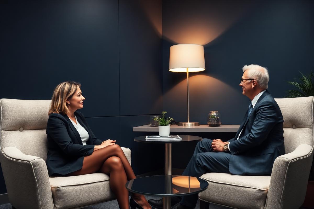 Two professionals in a discreet private consultation office